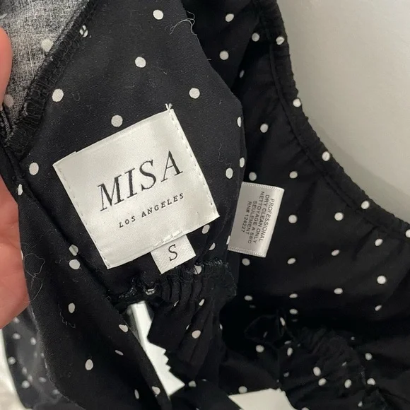 MISA Los Angeles Kayly Black Polka Dot Open Back Ruffle Cotton Crop Top Sz S. 23 - Picture 5 of 11